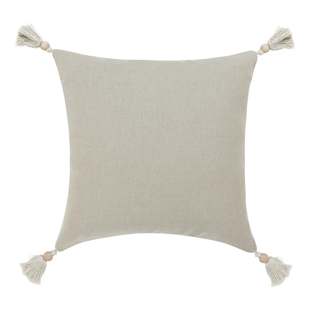 Yasa 22" Cotton Blend Throw Pillow, Ivory. Picture 3