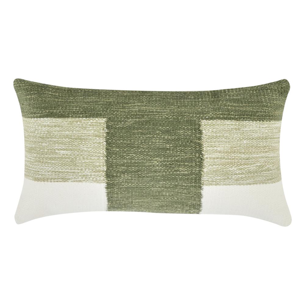 Kass 14"x26" Woven Fabric Color Block Throw Pillow, Green. Picture 1