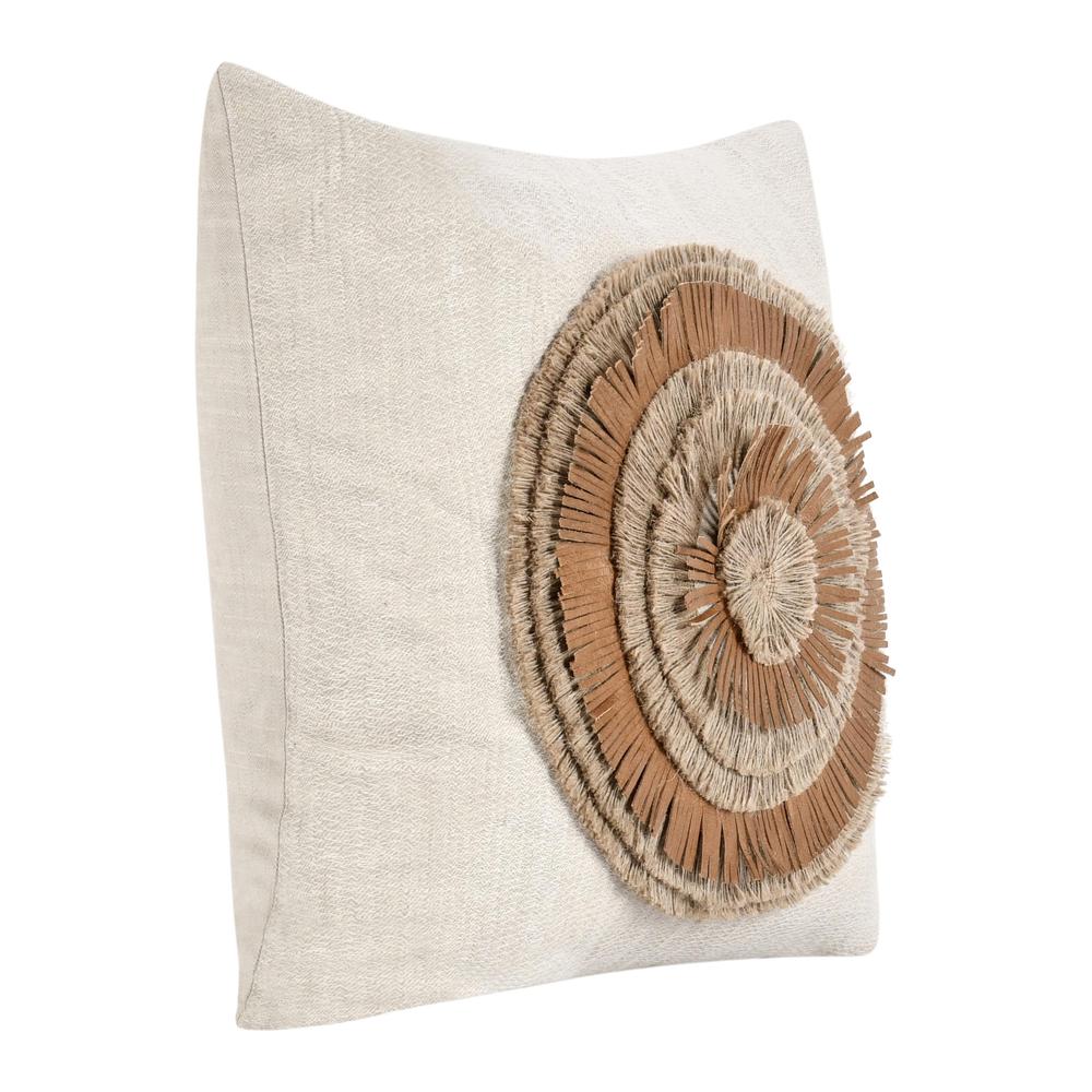 Pueblo 22" Cotton Fabric Throw Pillow, Chestnut/Natural. Picture 2