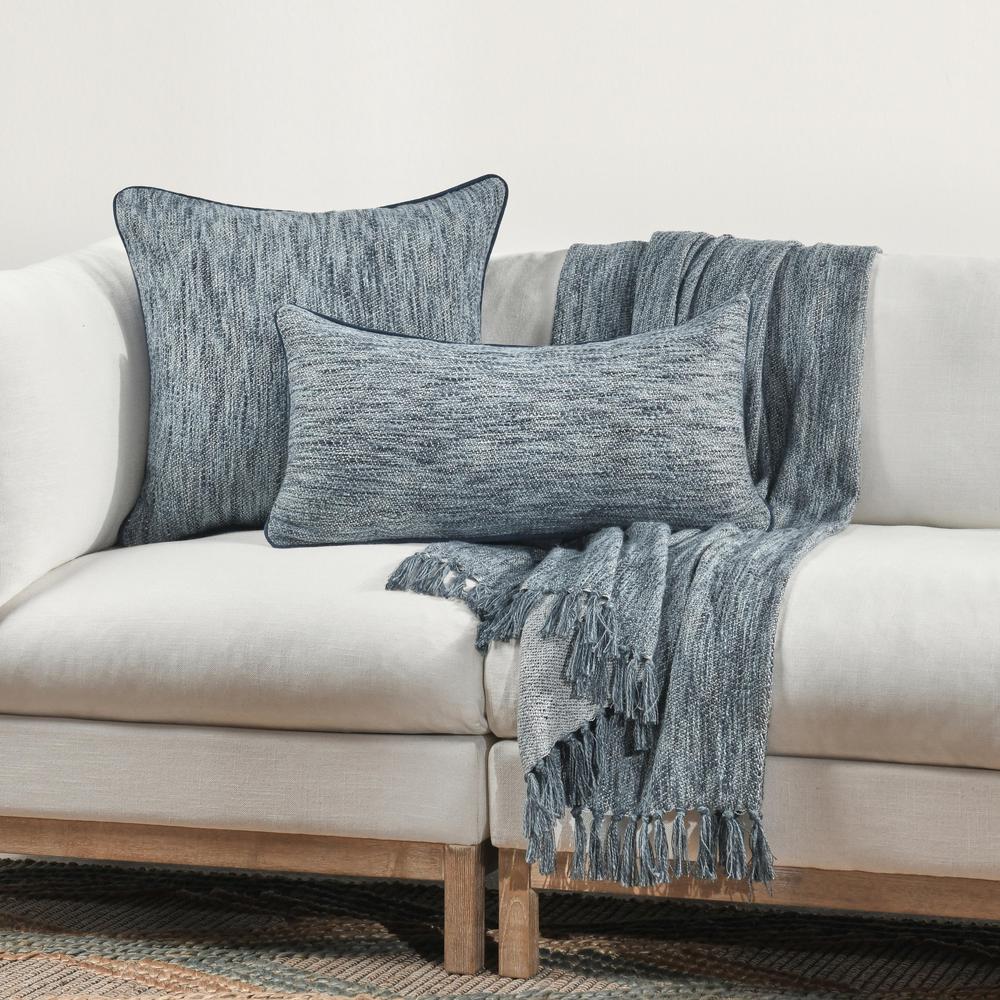 Sharma 26" Cotton Blend Throw Pillow, Blue. Picture 8