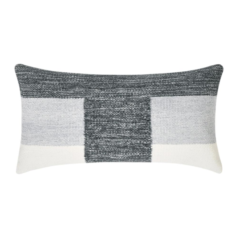 Kass 14"x26" Woven Fabric Color Block Throw Pillow, Charcoal. Picture 1
