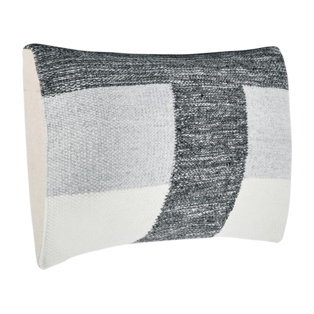 Kass 14"x26" Woven Fabric Color Block Throw Pillow, Charcoal. Picture 2