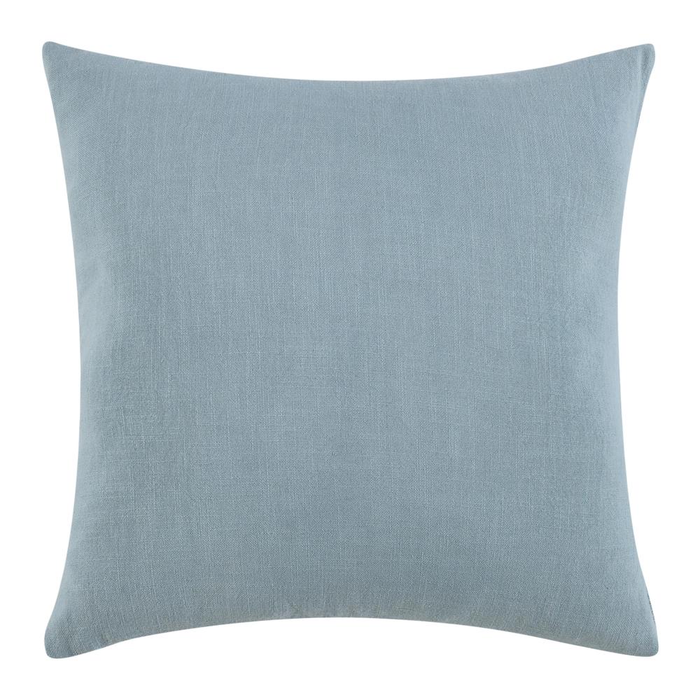 Breton 22" Cotton Linen Blend Throw Pillow, Blue. Picture 4