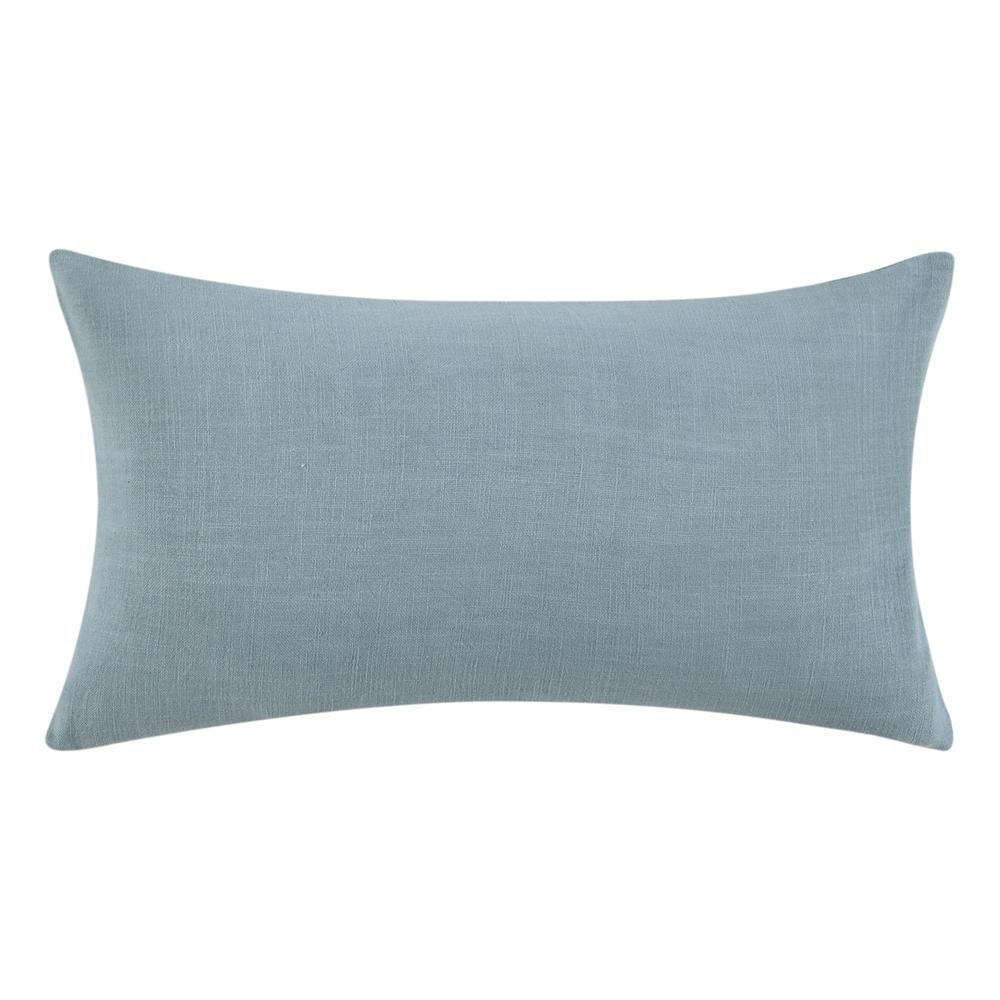 Breton 14"x26" Cotton Linen Blend Throw Pillow, Blue. Picture 4