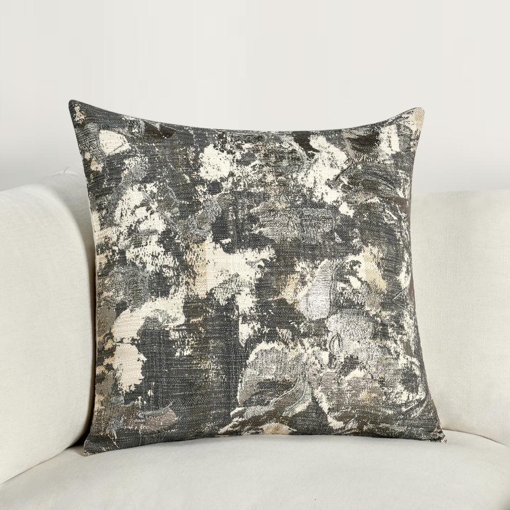 Luciana 22" Cotton Blend Throw Pillow, Gray. Picture 6