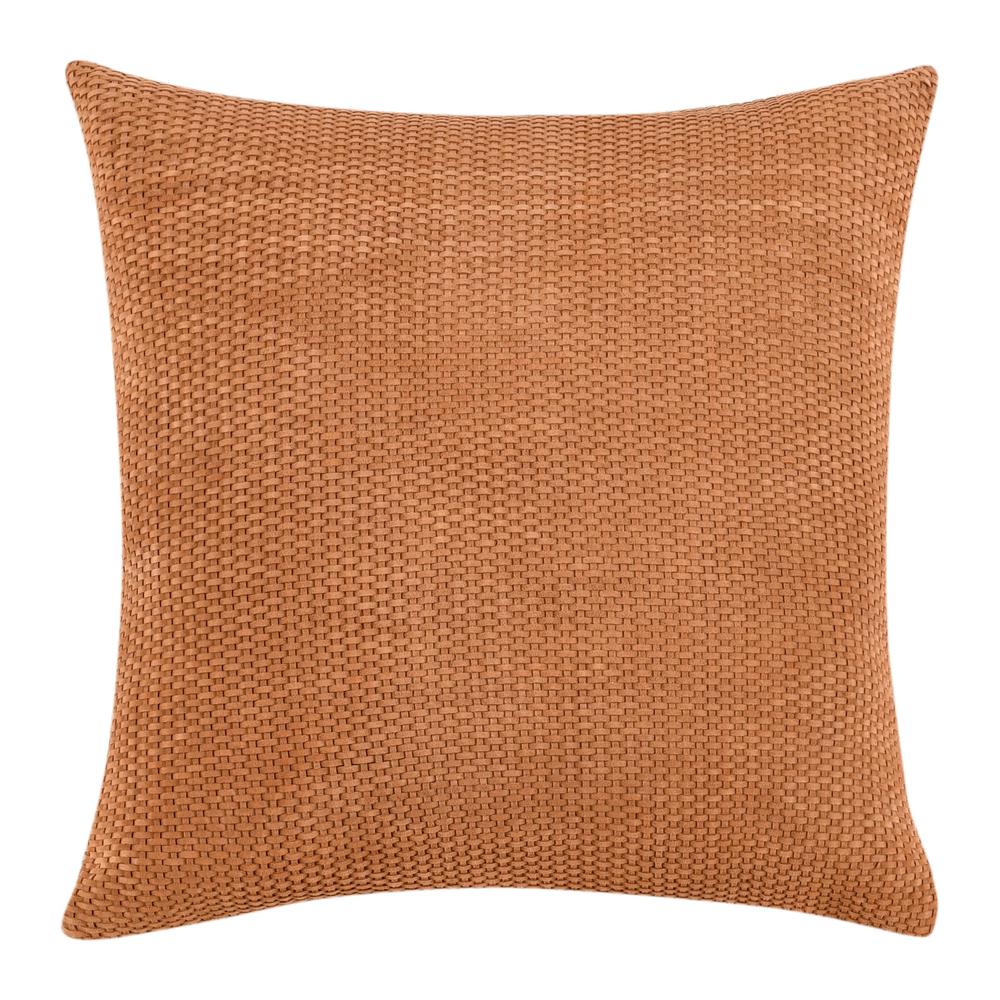 Bassinet 18" Suede Leather Throw Pillow , Brown. Picture 1