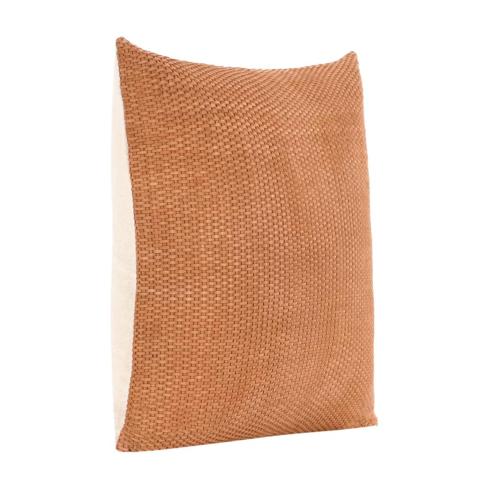 Bassinet 18" Suede Leather Throw Pillow , Brown. Picture 2