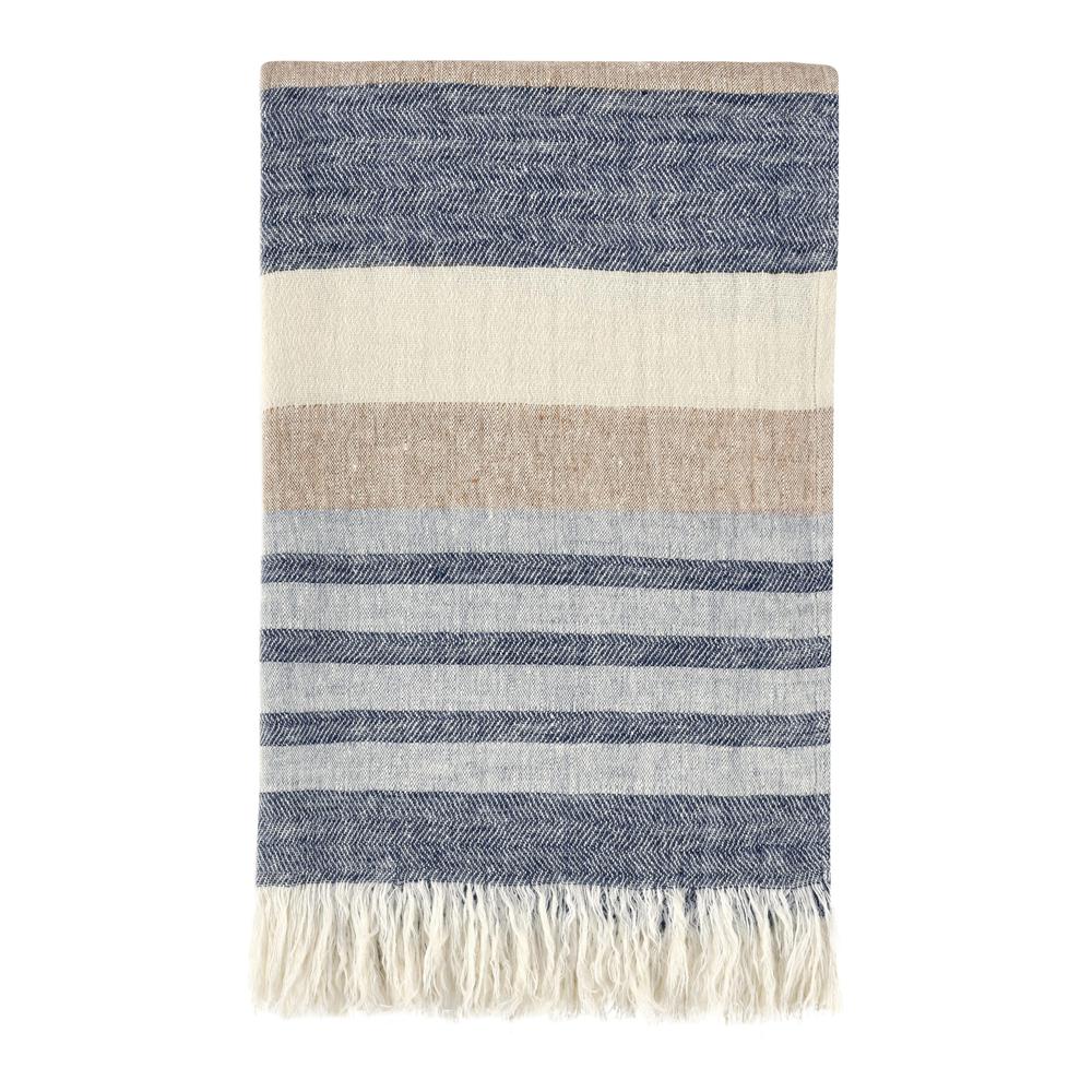 Crawford 100% Belgian Linen Sagebrush Multicolor 50"x70" Throw Blanket Blanket. Picture 1