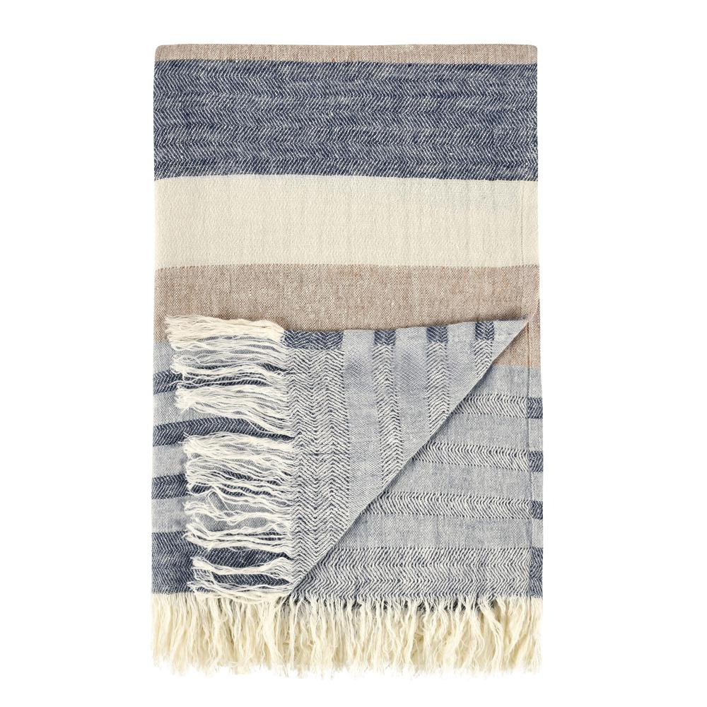 Crawford 100% Belgian Linen Sagebrush Multicolor 50"x70" Throw Blanket Blanket. Picture 2