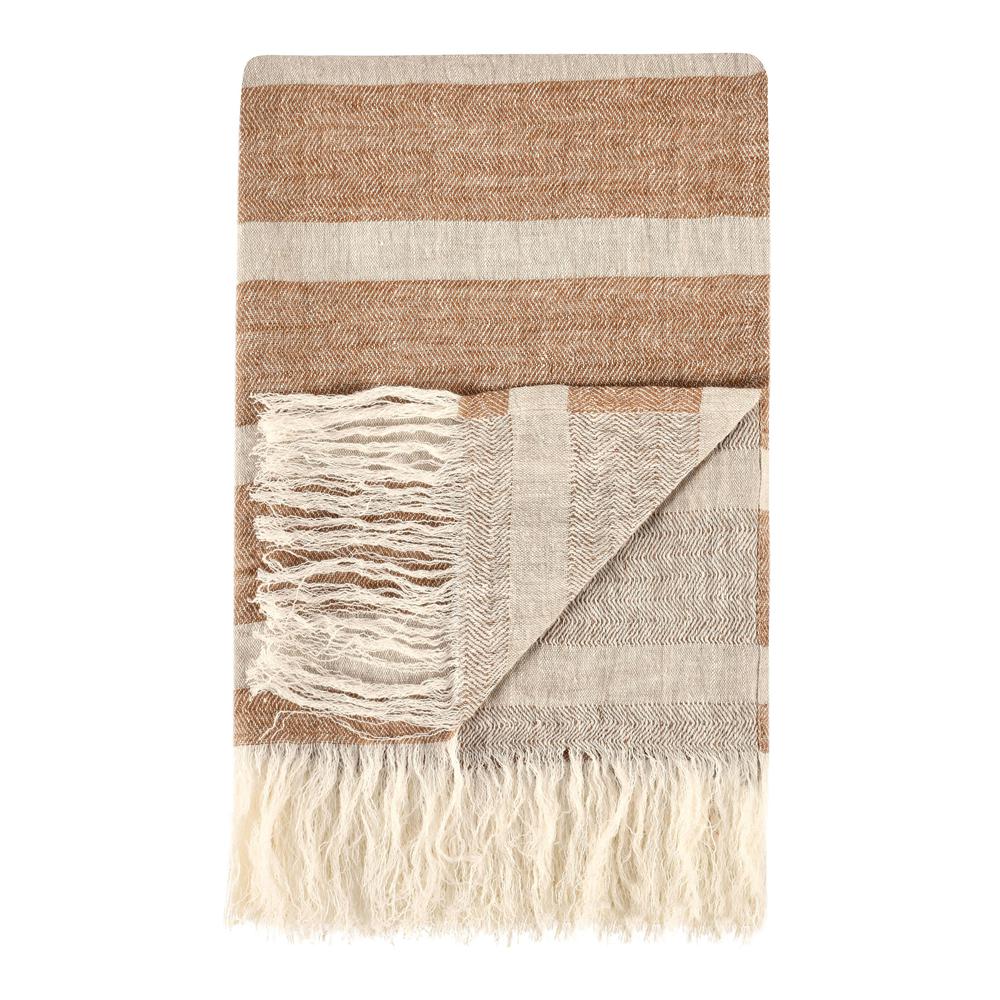 Sherry 100% Belgian Linen Brown Multicolor 50"x70" Throw Blanket Blanket. Picture 2