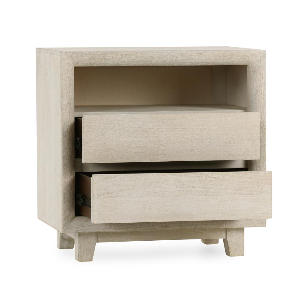 Reece Two-Drawer Mango Wood Nightstand in Sand. Picture 5