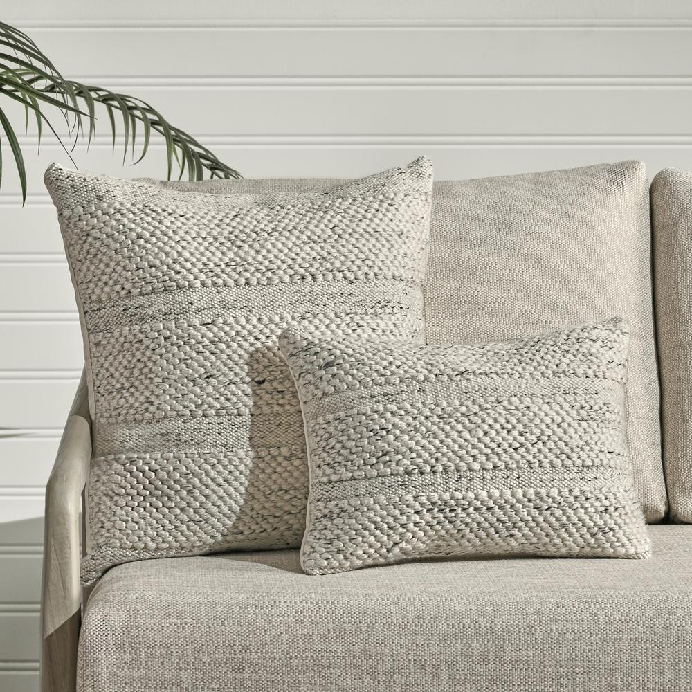 Ford 24" Recycled Fabric Throw Pillow, Ivory. Picture 7