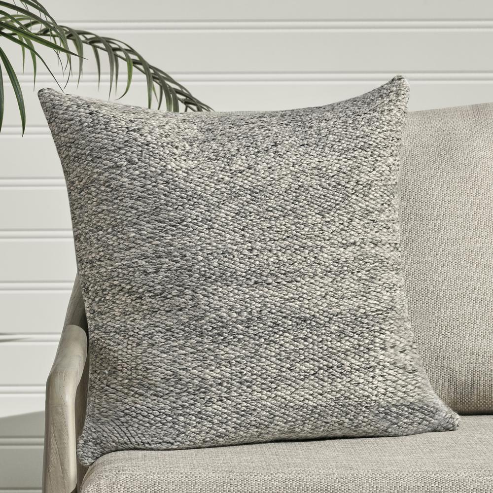 Stella 26" Recycled Fabric Throw Pillow, Gray. Picture 5