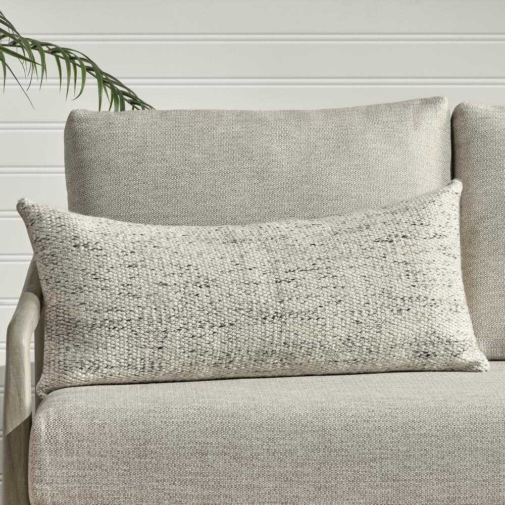 Stella 16"x36" Recycled Fabric Throw Pillow, Ivory. Picture 5