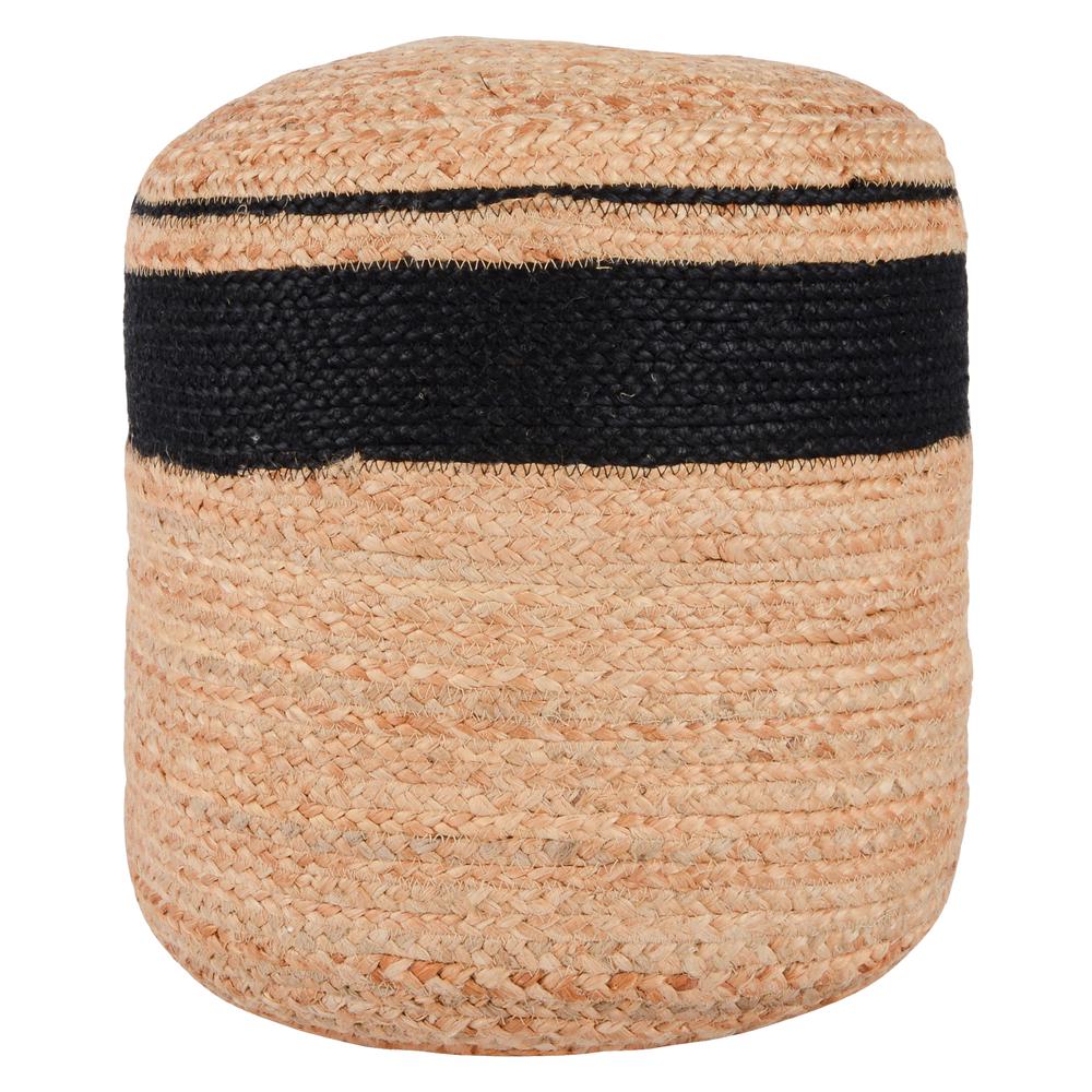 Yves 100% Jute 15" Wide Round Natural Pouf by Kosas Home. Picture 1