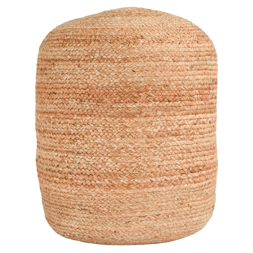 Louis 100% Jute 18" Wide Round Natural Pouf by Kosas Home. Picture 1