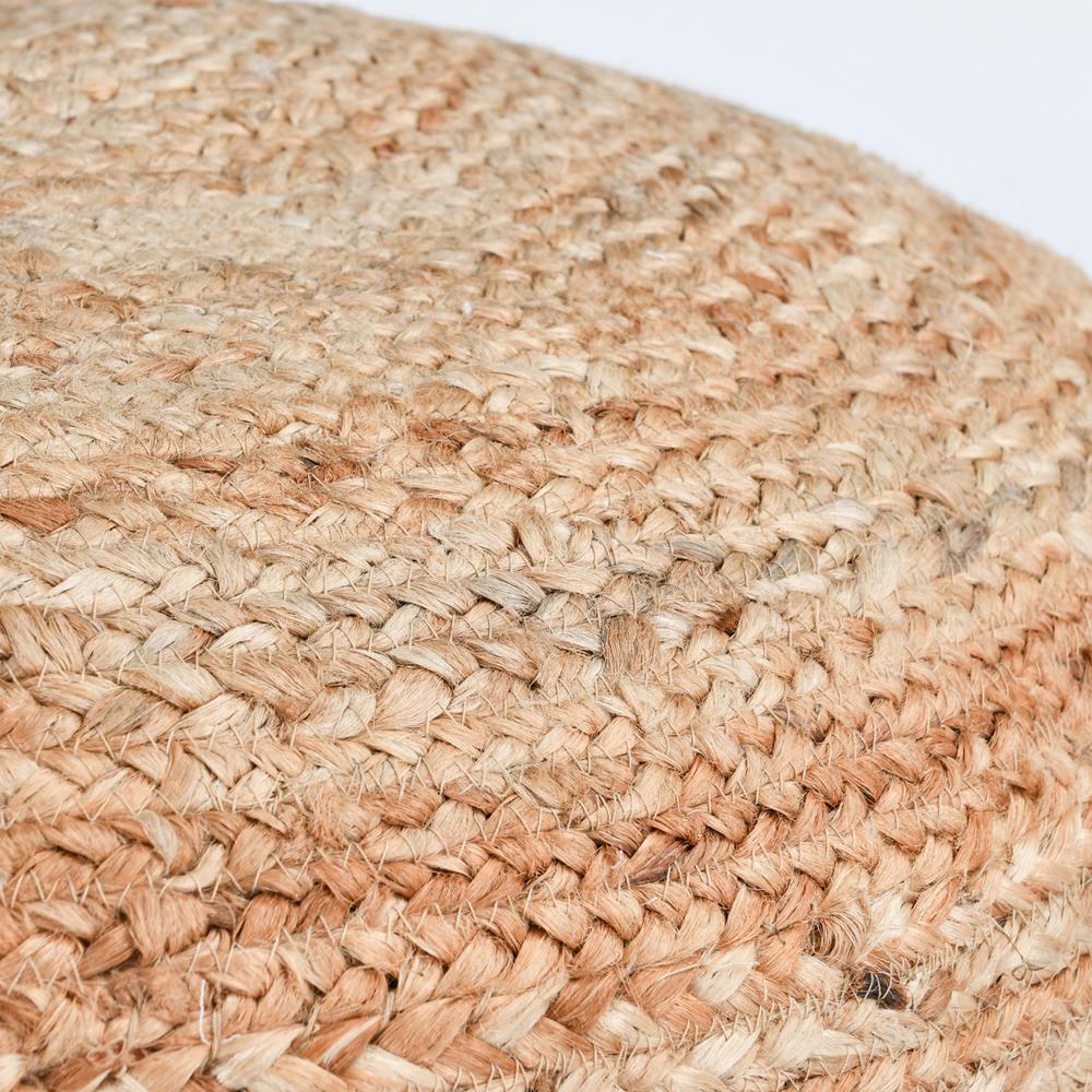 Louis 100% Jute 18" Wide Round Natural Pouf by Kosas Home. Picture 2