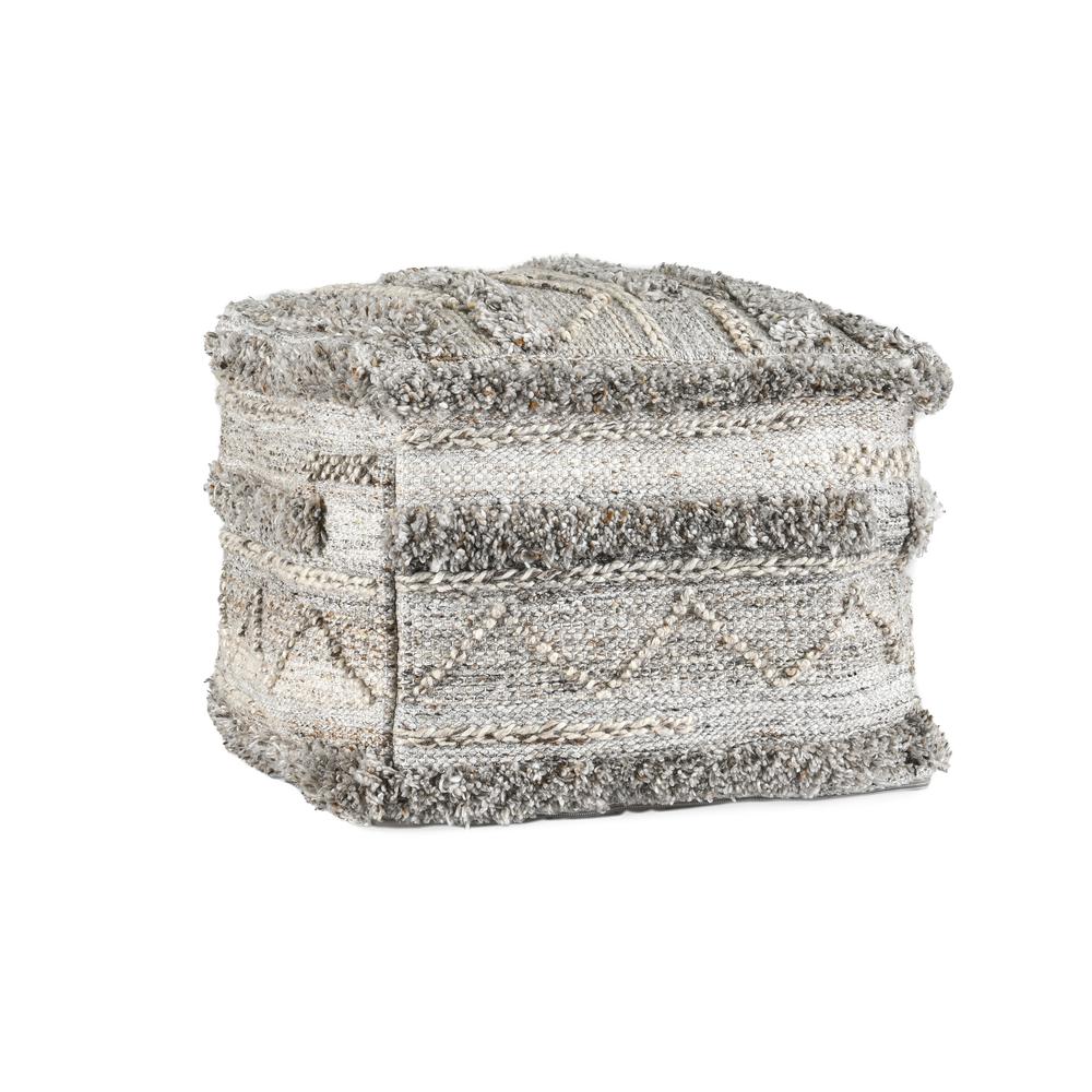 Fallon 18" Recycled Fabric Indoor Outdoor Pouf, Gray. Picture 1