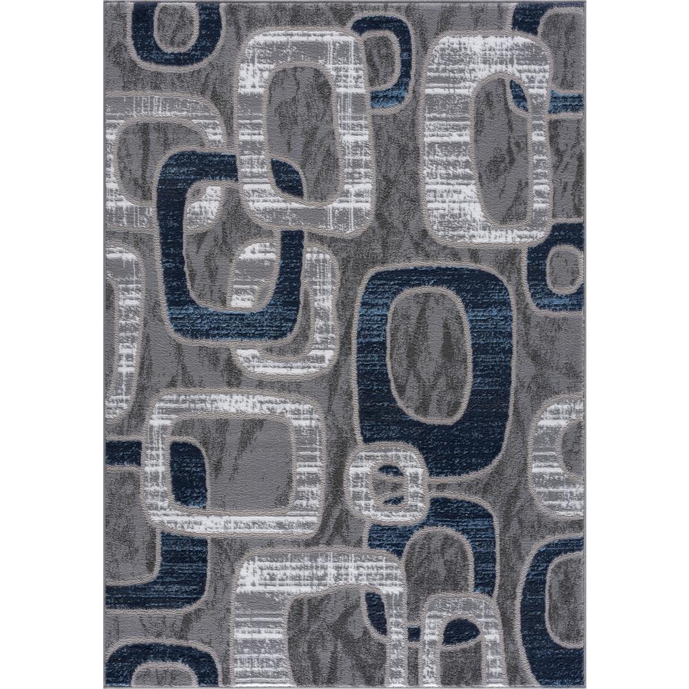 L'Baiet Emberly Blue Geometric 4 ft. x 6 ft. Area Rug. Picture 1