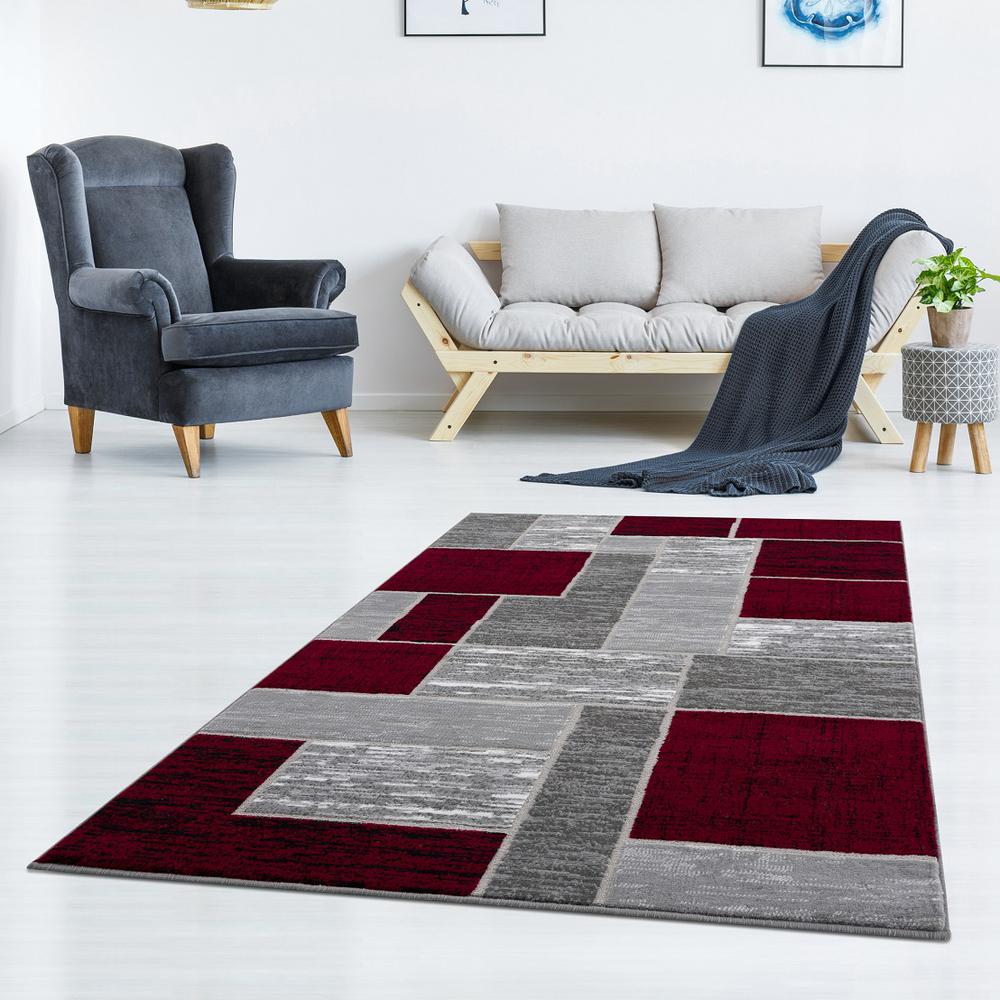 L'Baiet Verena Red Geometric 5 ft. x 7 ft. Area Rug. Picture 2