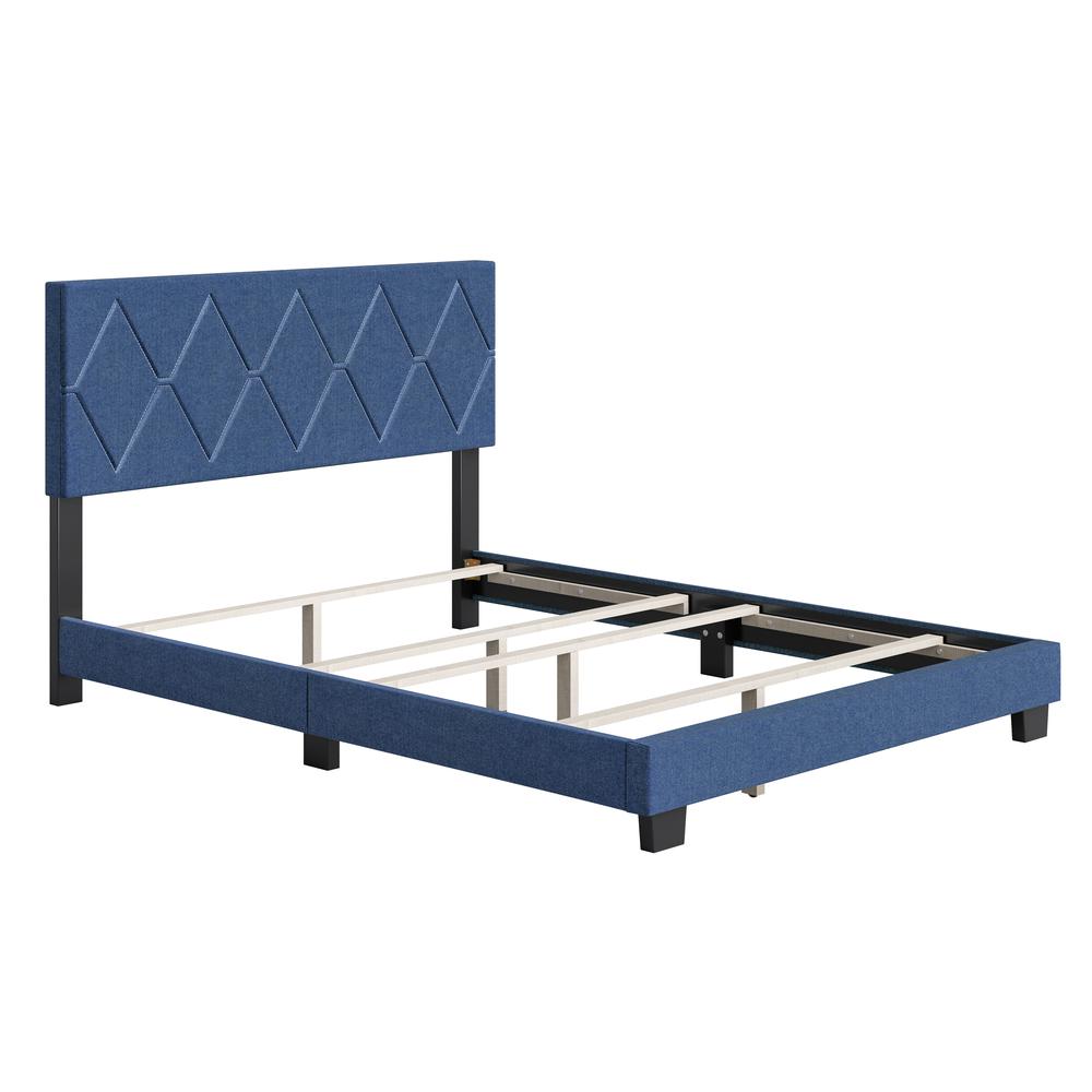 Boyd Sleep Diamond Upholstered Linen Platform Bed, Full, Blue. The main picture.