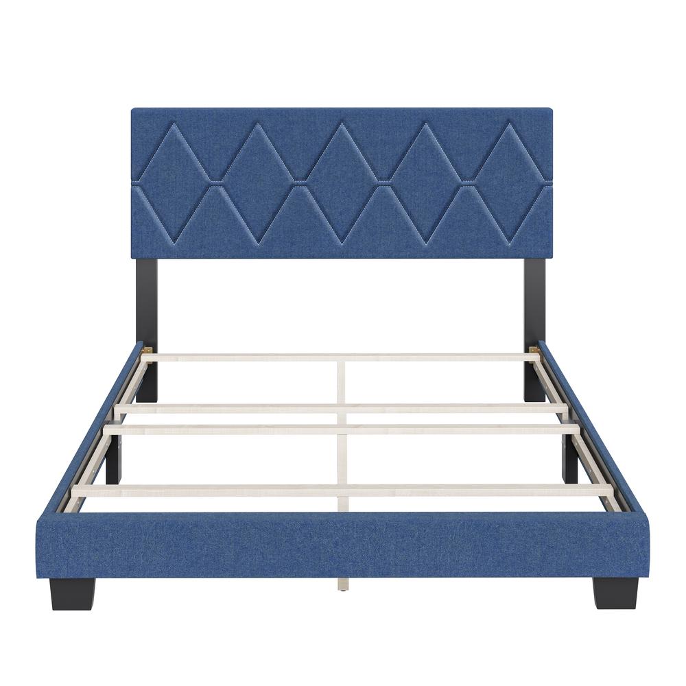 Boyd Sleep Diamond Upholstered Linen Platform Bed, Full, Blue. Picture 3