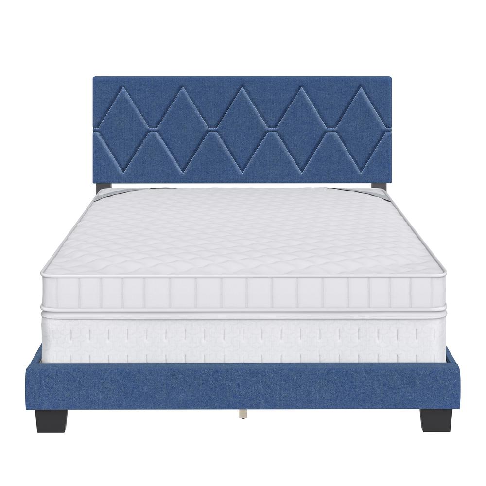 Boyd Sleep Diamond Upholstered Linen Platform Bed, Full, Blue. Picture 8