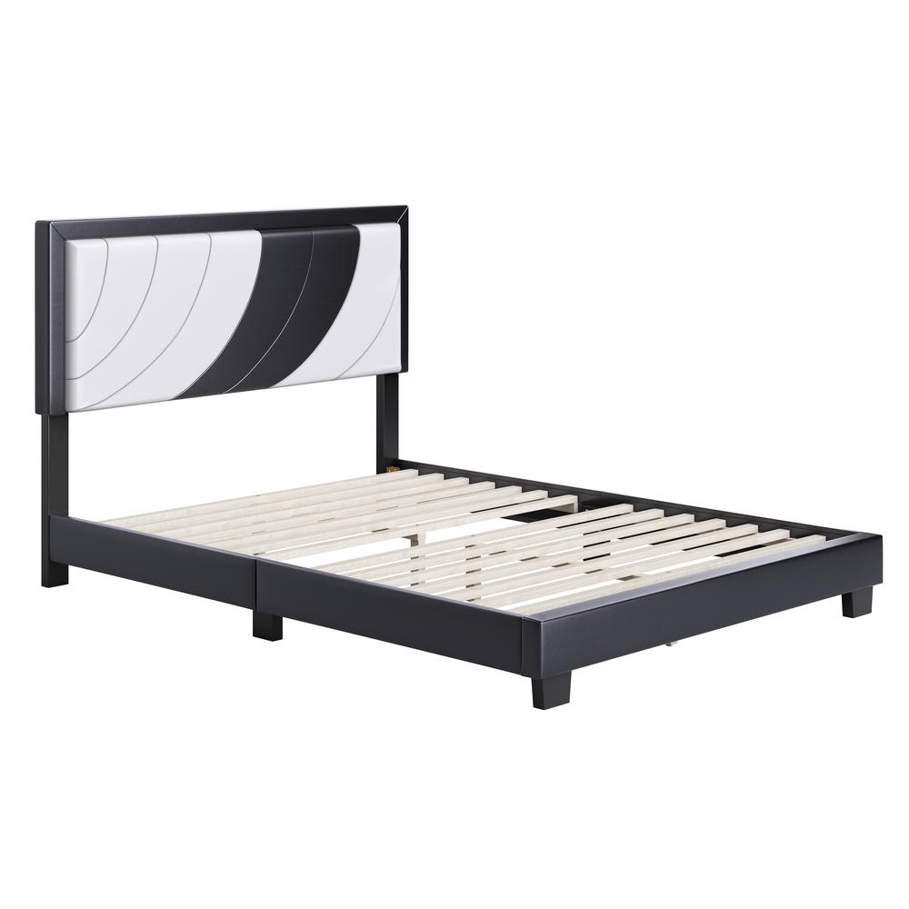 Boyd Sleep Bree Upholstered Faux Leather Platform Bed, Queen, White/Black. The main picture.