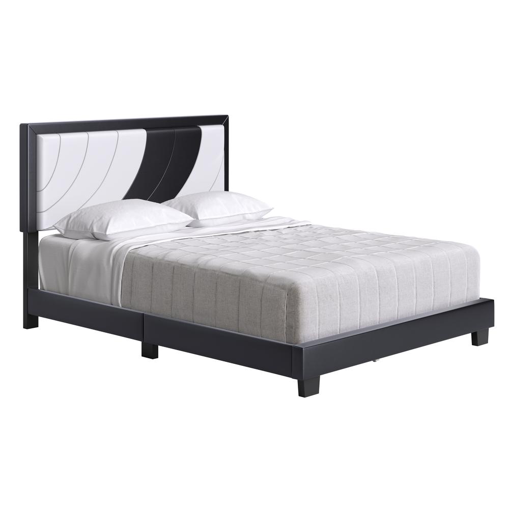 Boyd Sleep Bree Upholstered Faux Leather Platform Bed, Queen, White/Black. Picture 2