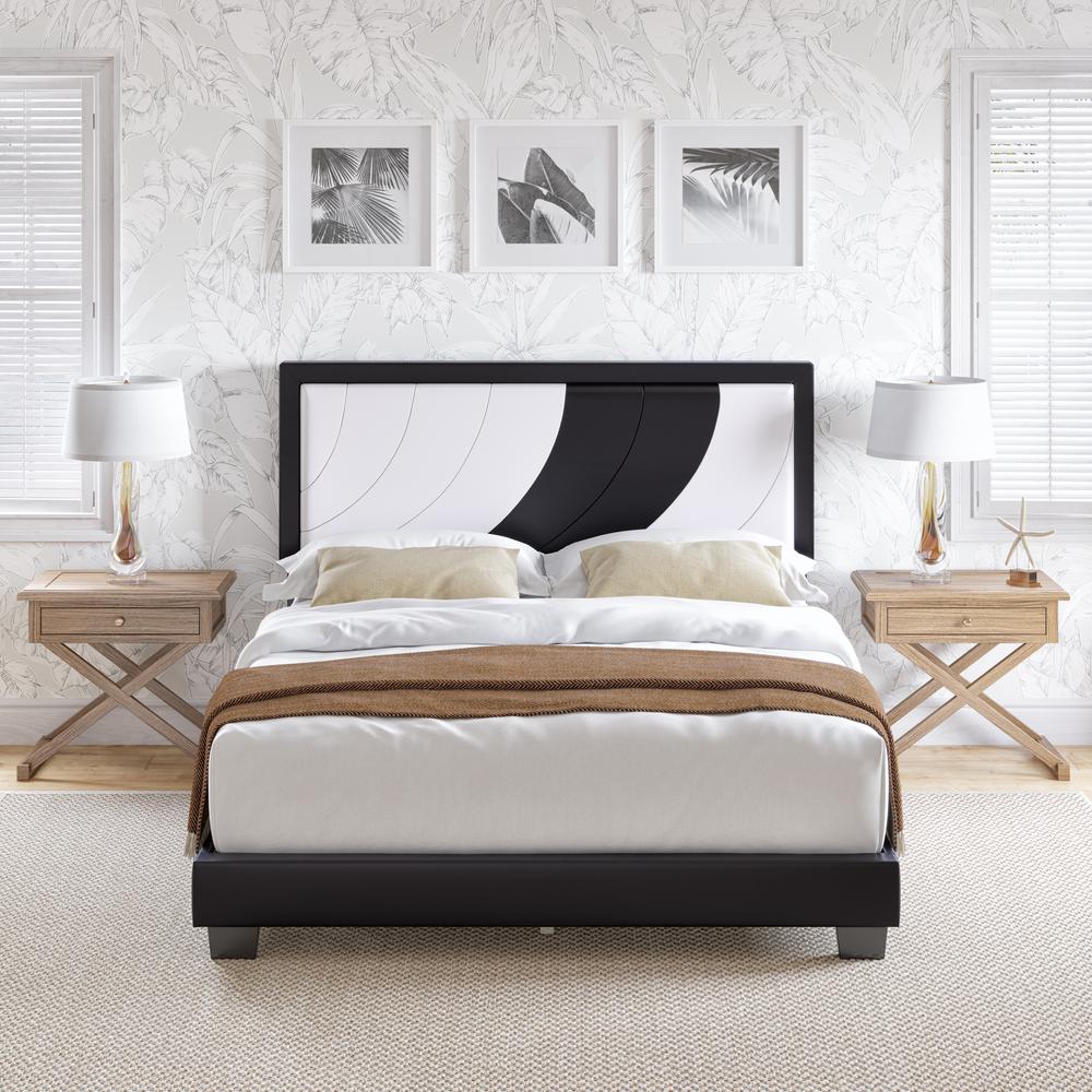 Boyd Sleep Bree Upholstered Faux Leather Platform Bed, Queen, White/Black. Picture 6