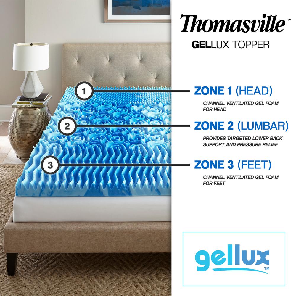 Henredon 3 Full Gellux Gel Infused Cooling Foam Mattress Topper