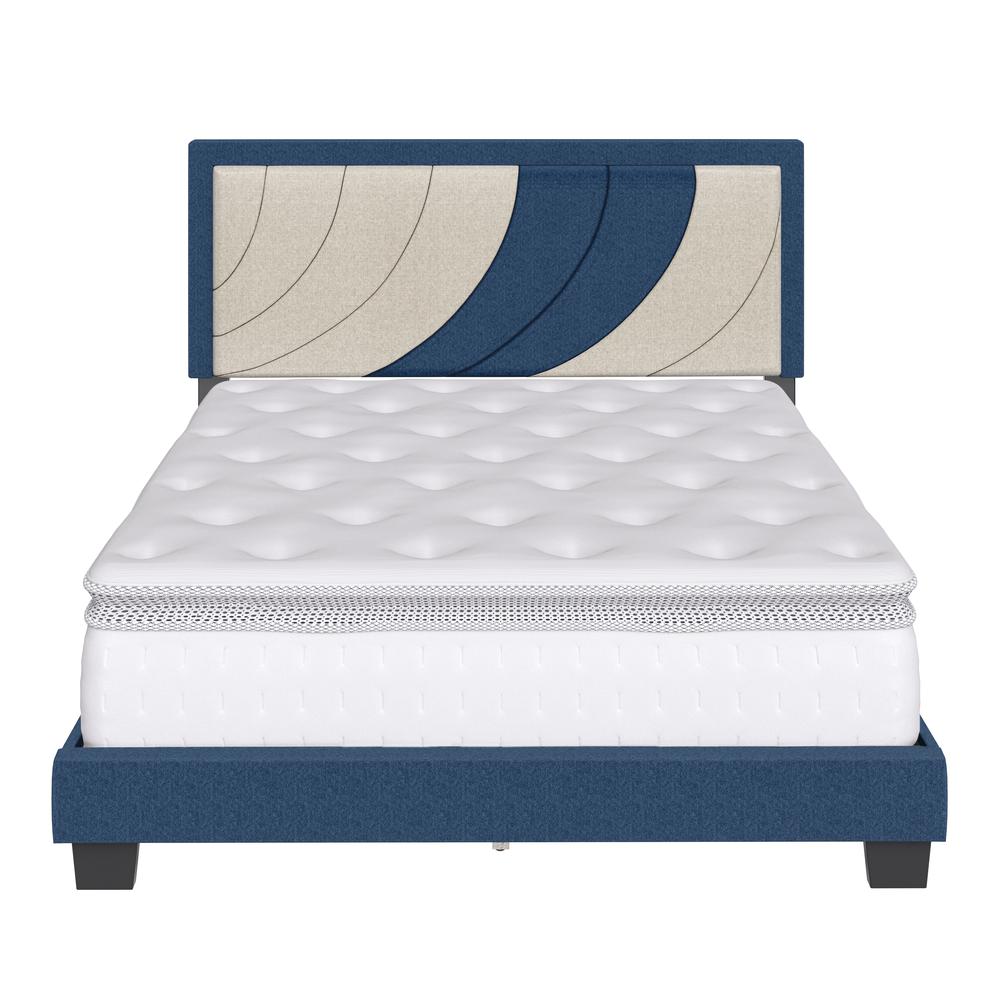 Boyd Sleep Sail Away Upholstered Linen Platform Bed, Queen, White/Blue. Picture 7