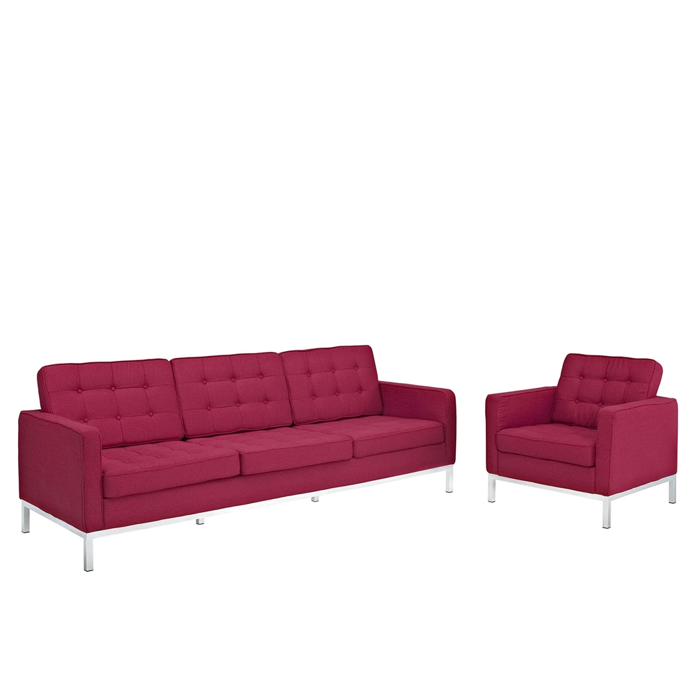 Loft Armchair and Sofa Set of 2 in Red Tweed. Picture 1
