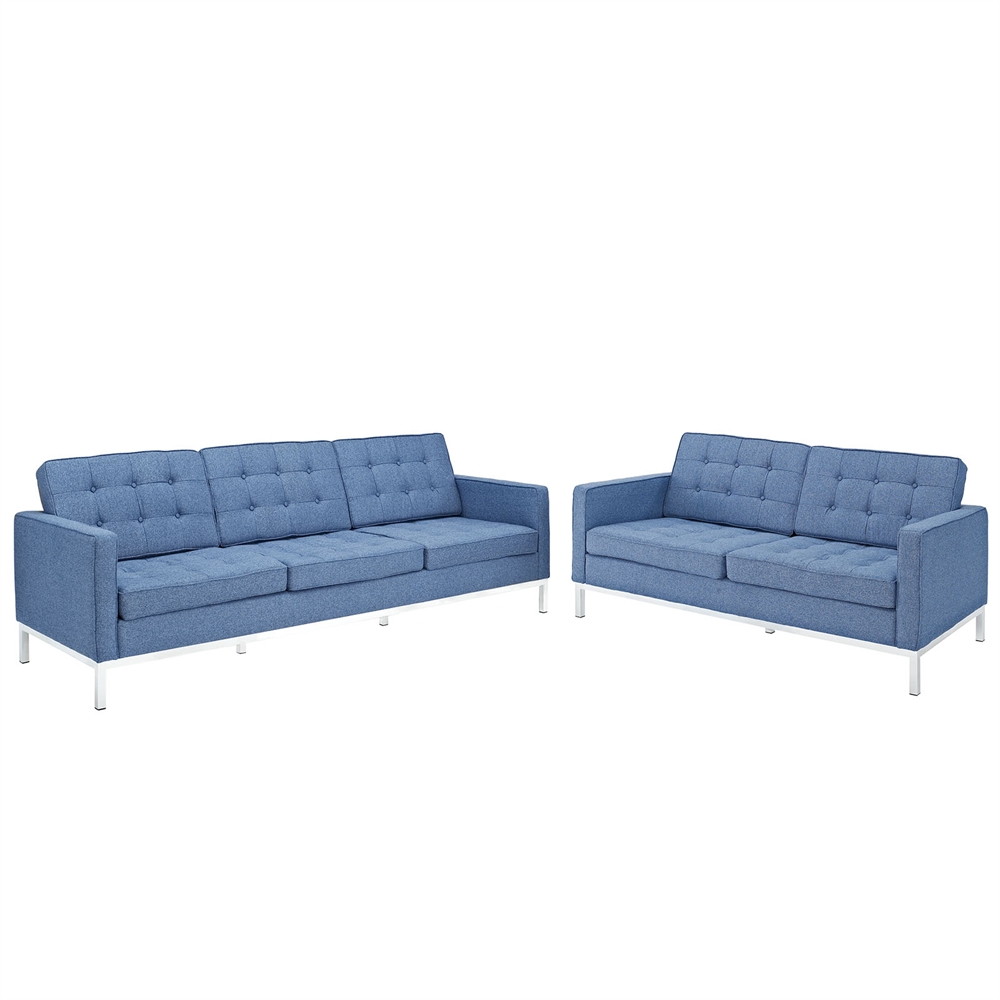 Loft Loveseat and Sofa Set of 2 in Blue Tweed. Picture 1