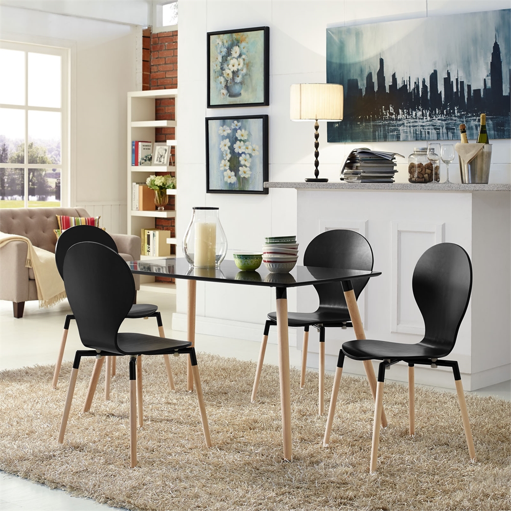 Path Dining Chairs and Table Set of 5 in Black. Picture 7