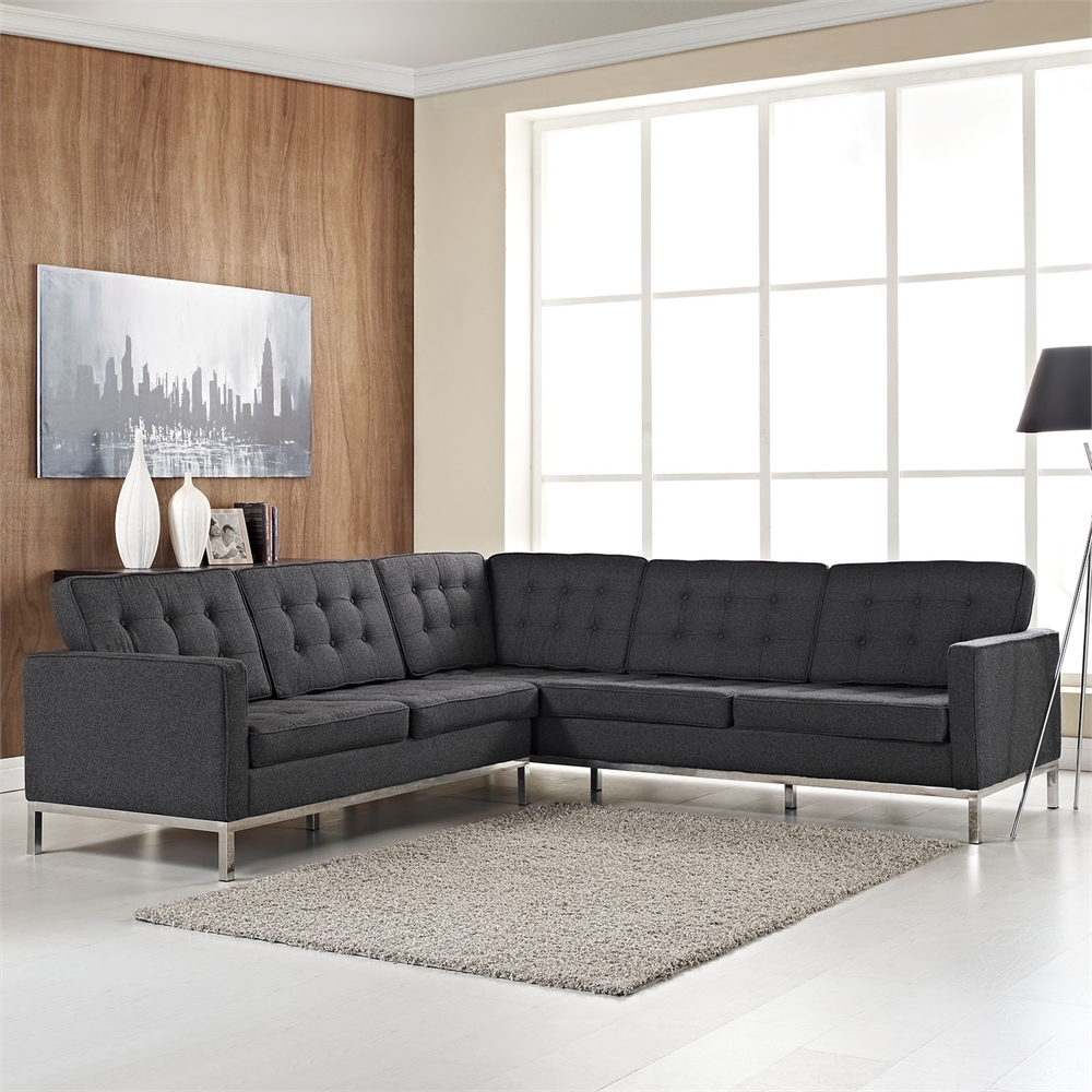 Loft L-Shaped Wool Sectional Sofa. Picture 4