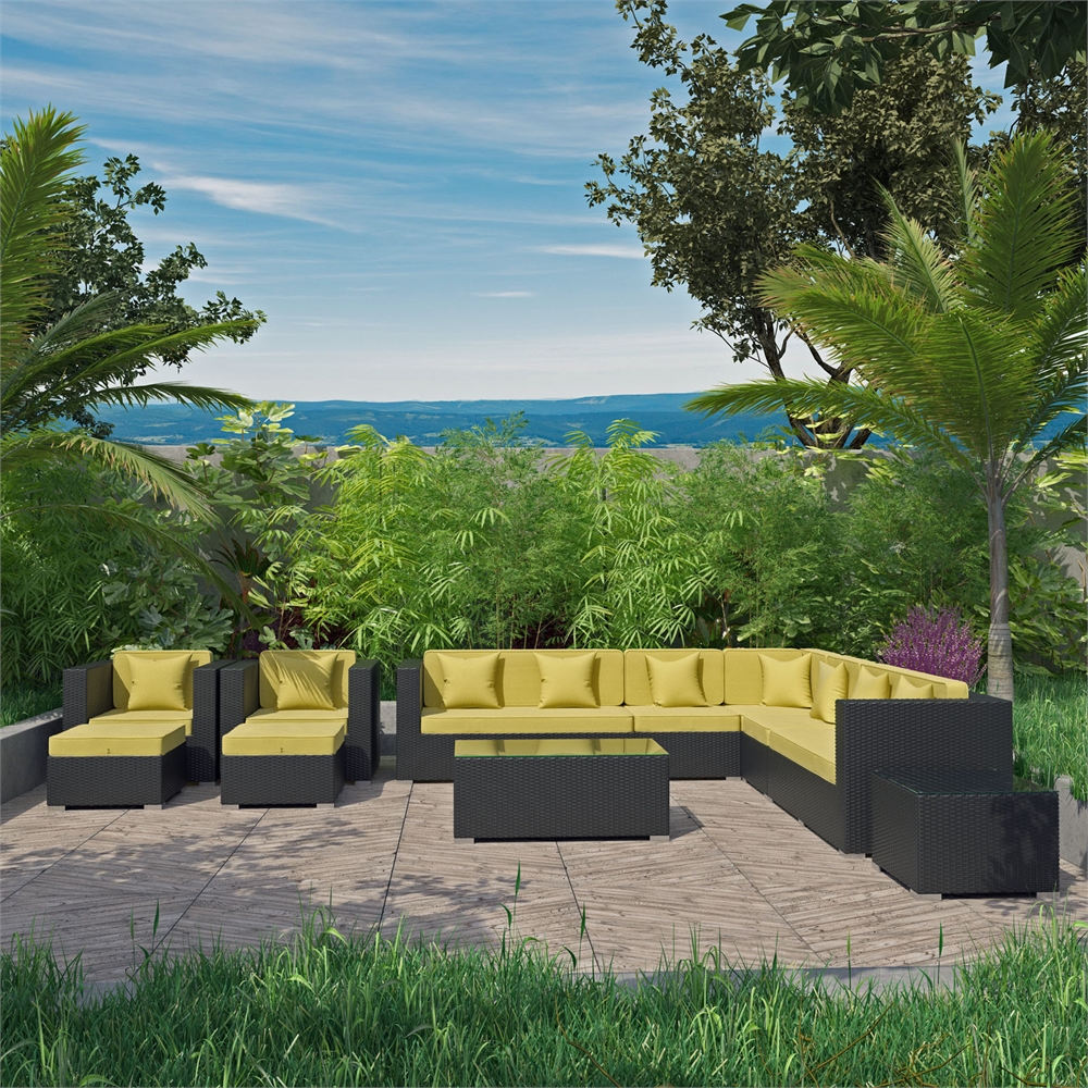 Cohesion 11 Piece Outdoor Patio Sectional Set. Picture 7