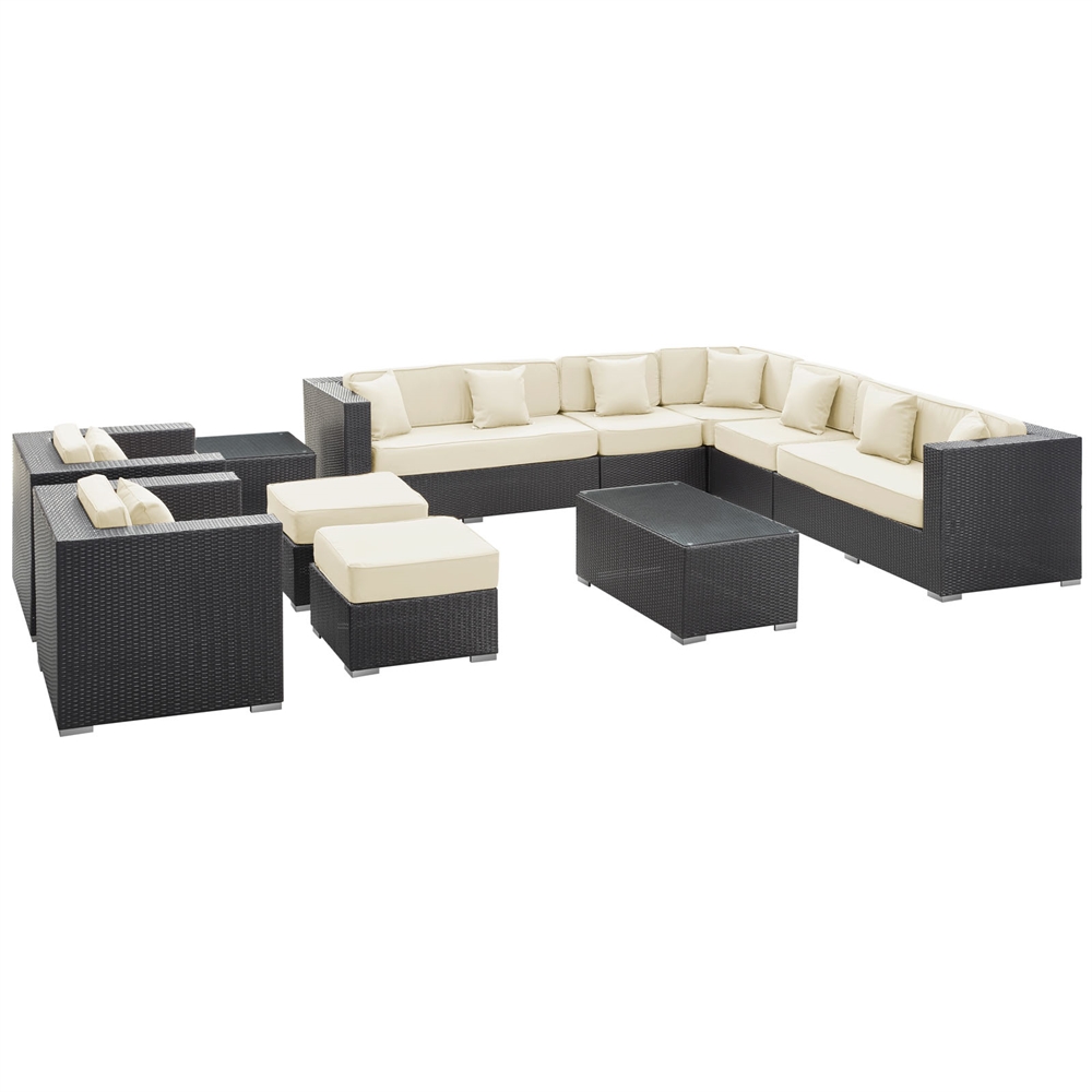 Cohesion 11 Piece Outdoor Patio Sectional Set. Picture 3