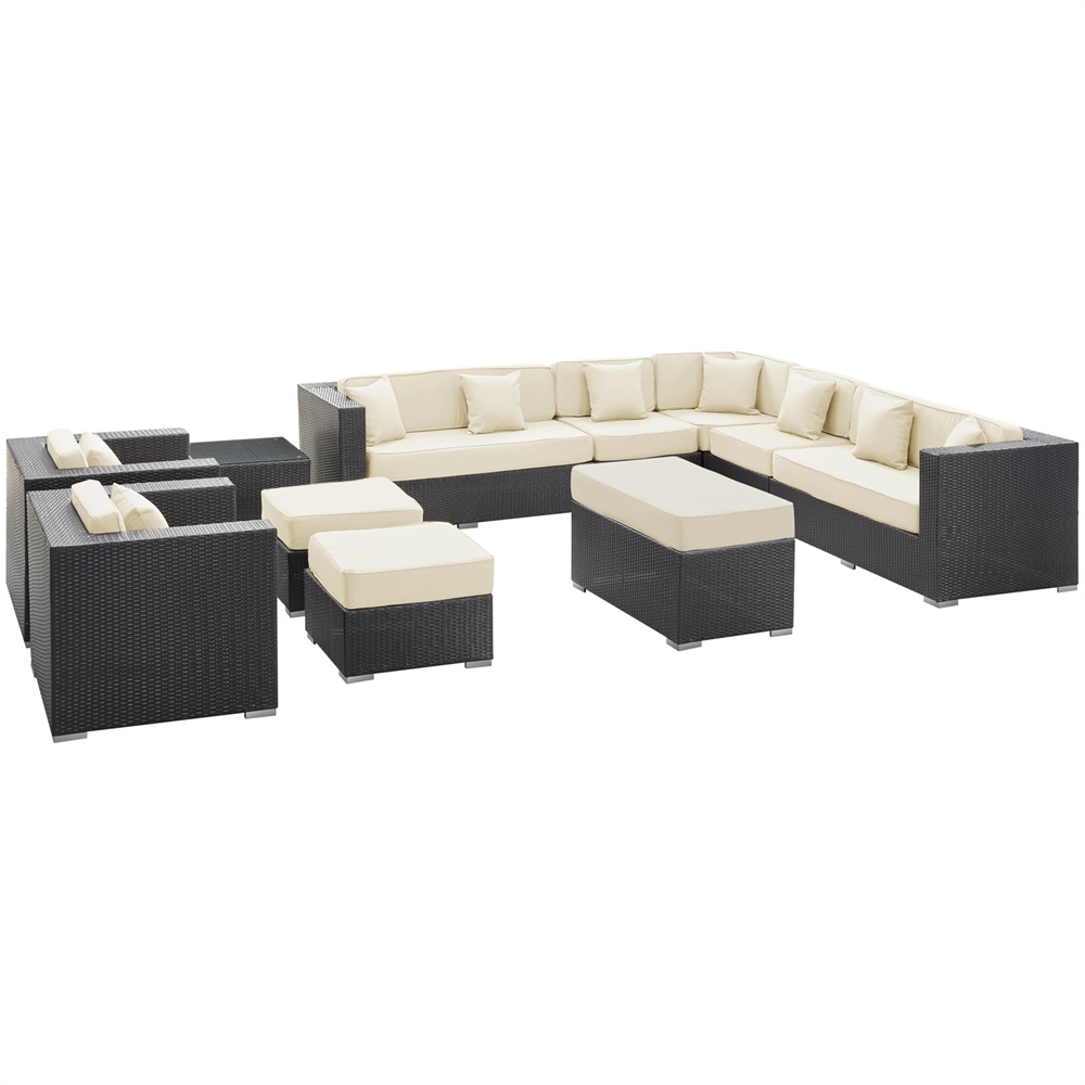 Cohesion 11 Piece Outdoor Patio Sectional Set. Picture 4