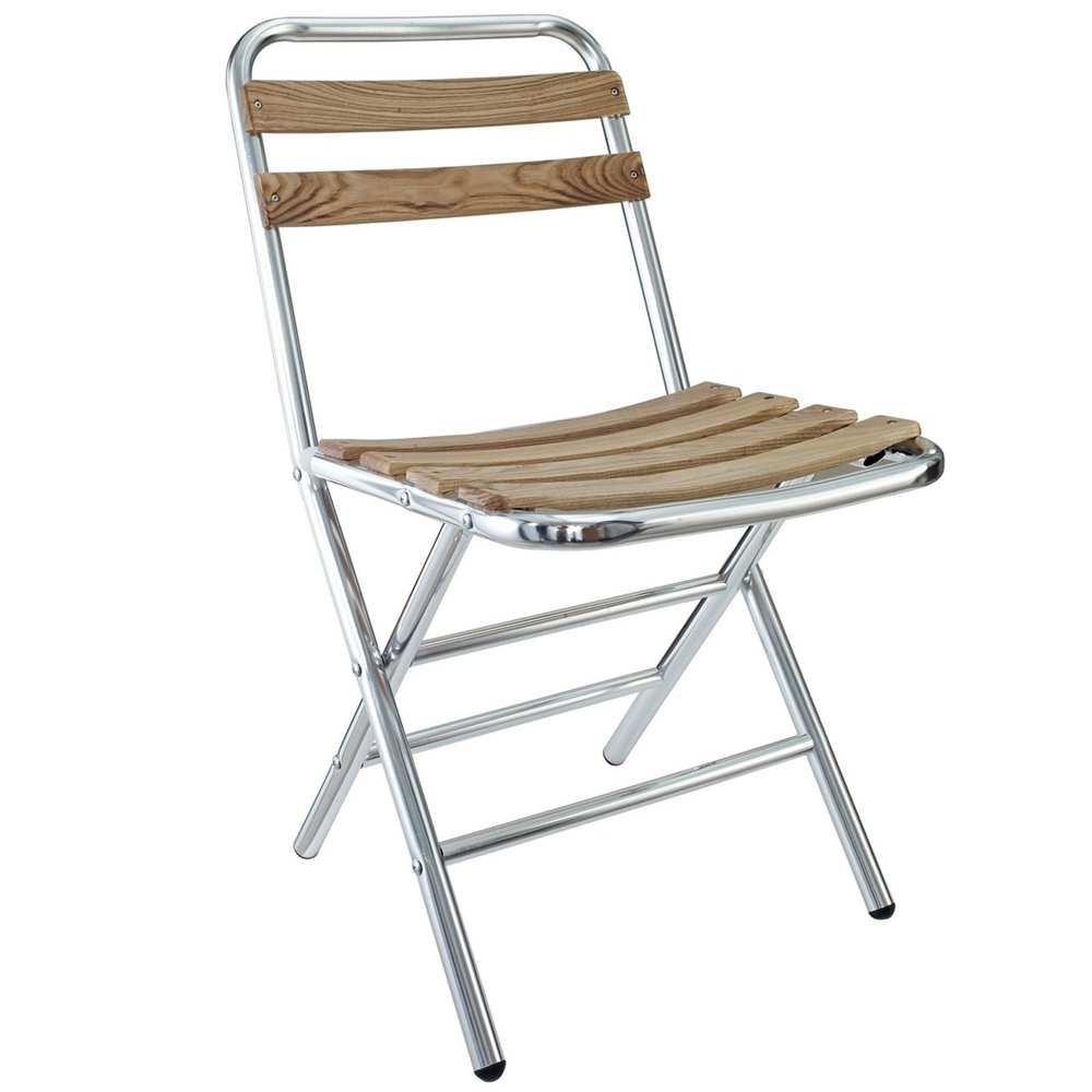 Folderia Wooden Slat Aluminum Folding Chair. Picture 1