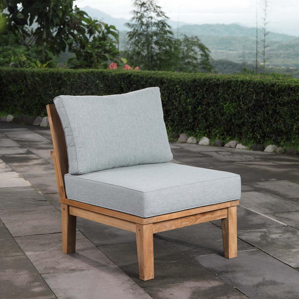 Marina Armless Outdoor Patio Premium Grade A Teak Wood Sofa. Picture 7
