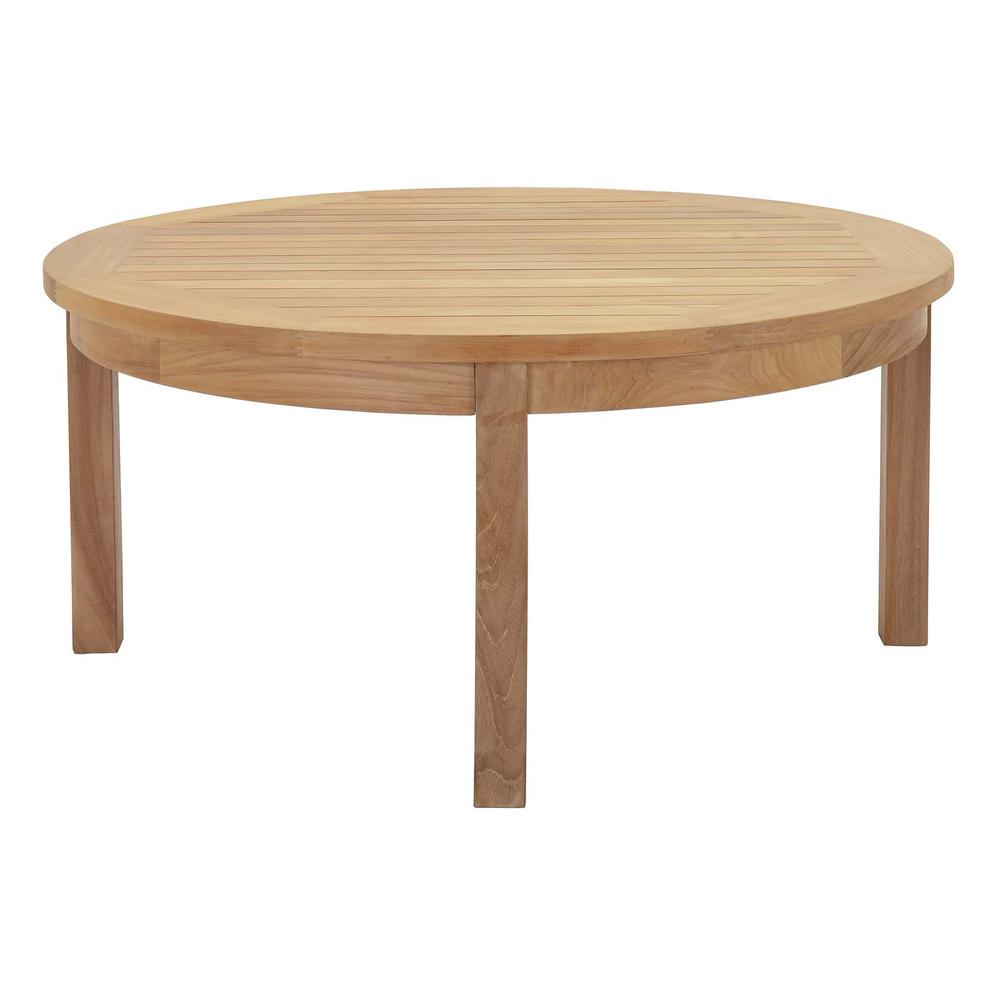 Marina Outdoor Patio Teak Round Coffee Table. Picture 1