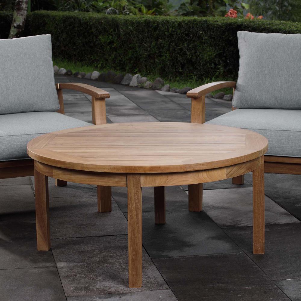 Marina Outdoor Patio Teak Round Coffee Table. Picture 5