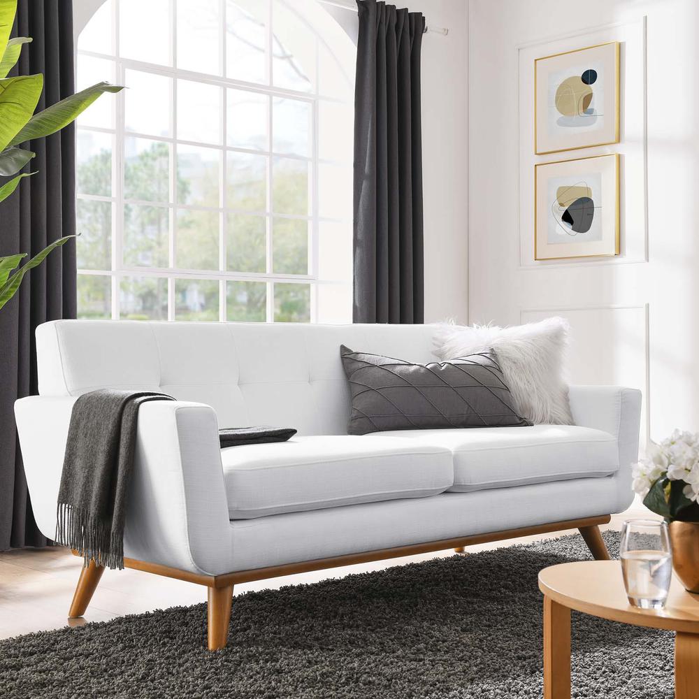 Engage Upholstered Fabric Loveseat - White EEI-1179-WHI. Picture 6
