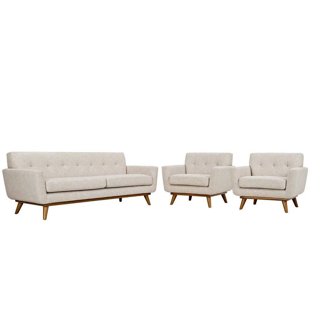 Engage Armchairs and Sofa Upholstered Fabric Set of 3. Picture 1
