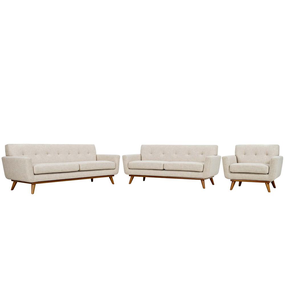 Engage Sofa Loveseat and Armchair Upholstered Fabric Set of 3. Picture 1