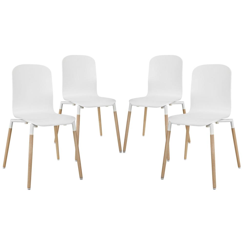 Stack Dining Chairs Wood Set of 4. Picture 1
