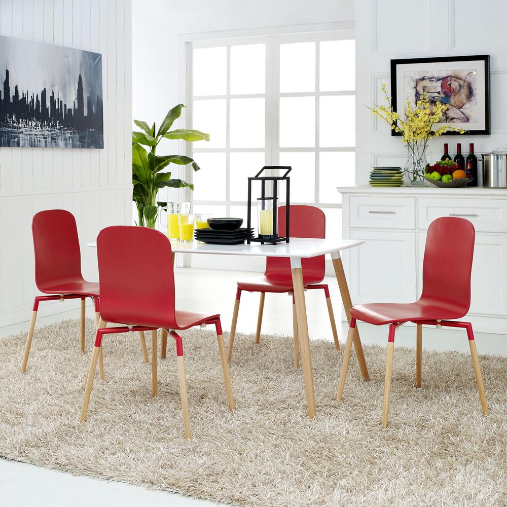 Stack Dining Chairs and Table Wood Set of 5. Picture 8