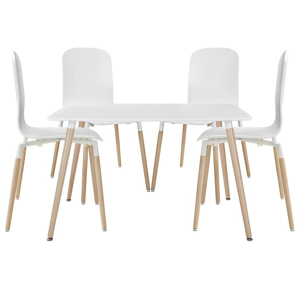 Stack Dining Chairs and Table Wood Set of 5. Picture 2