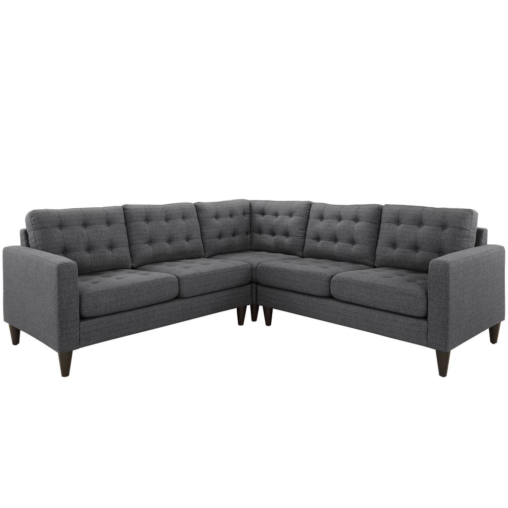 Empress 3 Piece Upholstered Fabric Sectional Sofa Set. Picture 1